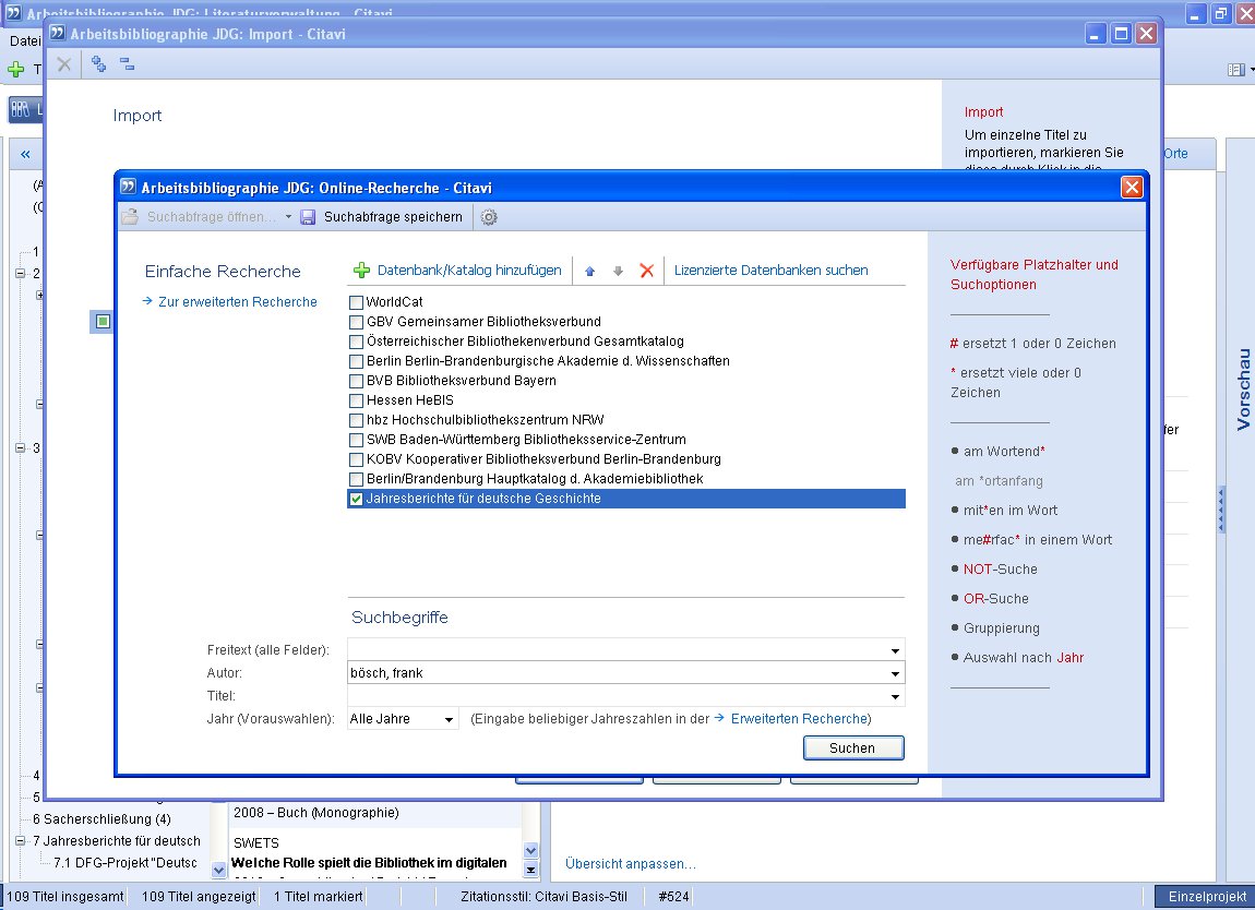 jdg-citavi: datenbankrecherche